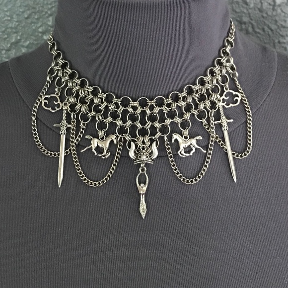 "Ride of the Valkyries #3" Handmade Gothic Warrior Silver Choker Necklace Viking - Picture 8 of 16